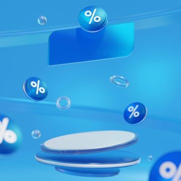 A blue background with bubbles and a price sign