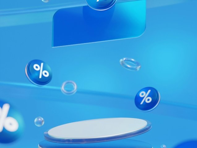 A blue background with bubbles and a price sign